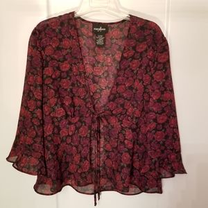 Positive Attitude  sheer Cardigan size 14 floral